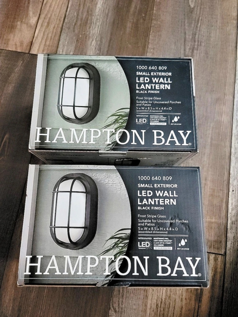 Hampton Bay Small Exterior LED Wall Lantern Black LED Wall Lantern 2-Pack NWT